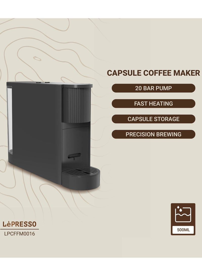 ليبرسو ماكينة صنع كبسولات القهوة الأوتوماتيكية / متوافقة مع نسبرسو / ماكينة صنع القهوة سريعة التسخين / تخزين الكبسولات / مضخة 20 بار / تحضير القهوة بدقة - أسود - Image 2